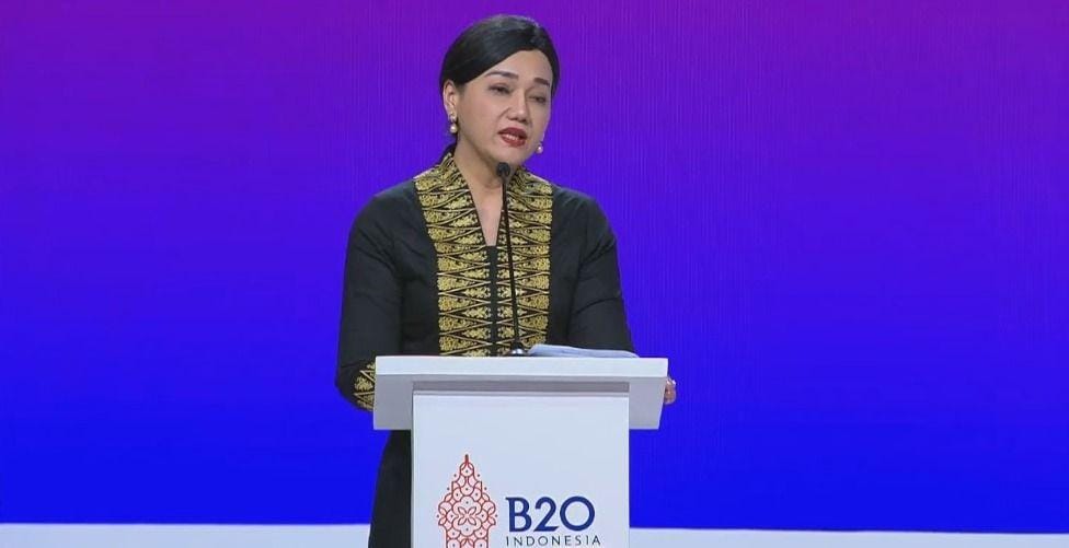 Anggota Dewan Komisioner Otoritas Jasa Keuangan (OJK) Friderica Widyasari Dewi Memberikan Paparan (Dok. Youtube B20)