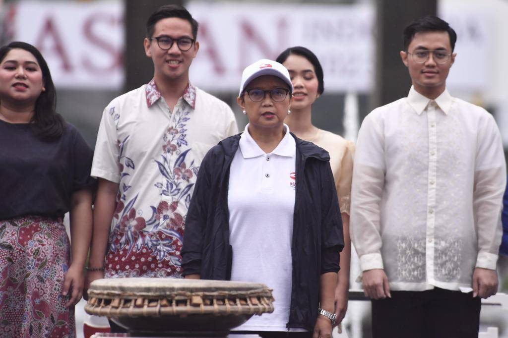 Menlu Retno LP Marsudi di acara Kick Off keketuaan ASEAN Indonesia 2023, Minggu (29/1). (Dok. Kemlu)