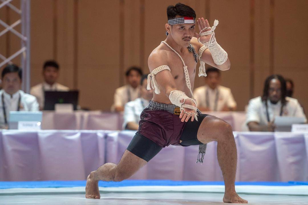 Atlet Kun Bokator putra Indonesia Dzaky Fadhlurrohman. (ANTARAFOTO/Muhammad Adimaja)