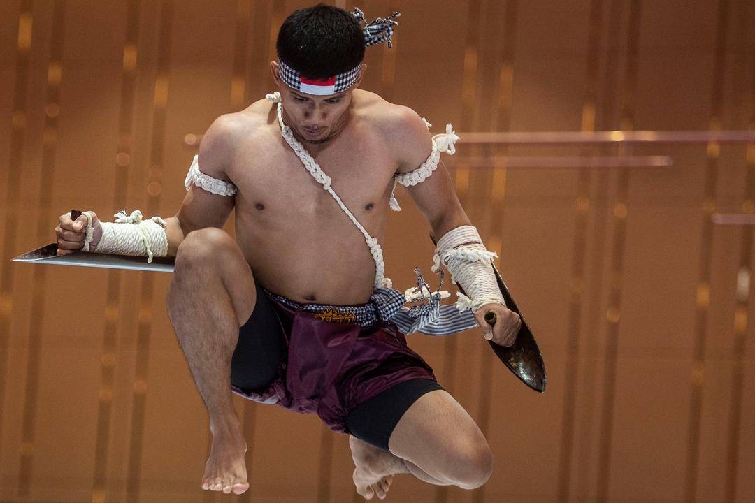 Atlet Kun Bokator putra Indonesia Gema Nur Arifin. (ANTARAFOTO/Muhammad Adimaja)