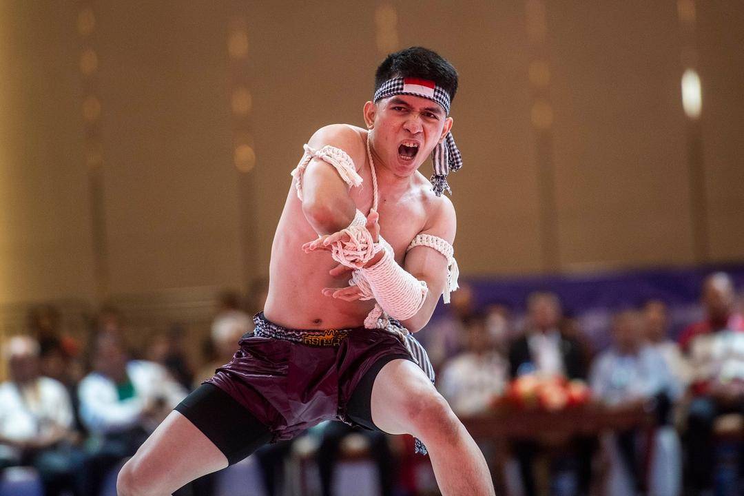 Atlet Kun Bokator putra Indonesia Alfadhila Ramadhan. (ANTARA FOTO/Muhammad Adimaja)