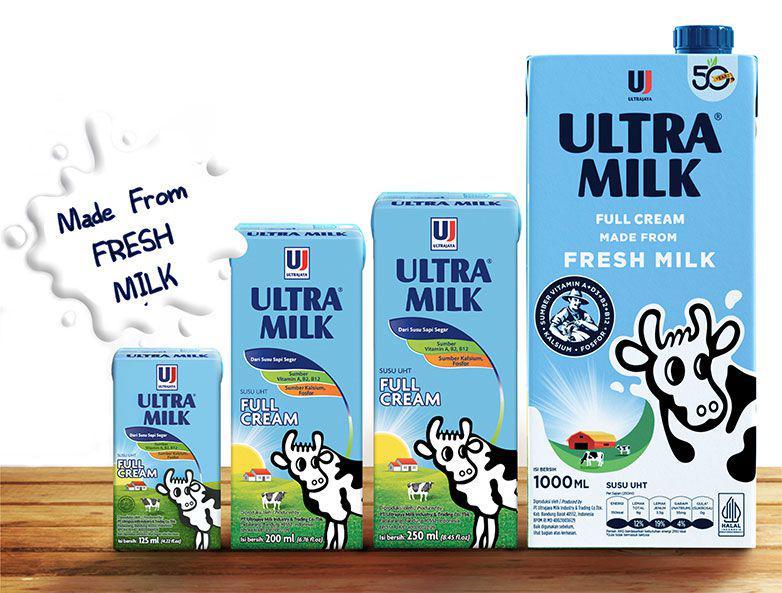 ilustrasi susu Ultra Milk UHT Full Cream (dok. PT Ultrajaya Milk Industry and Trading Company, Tbk)