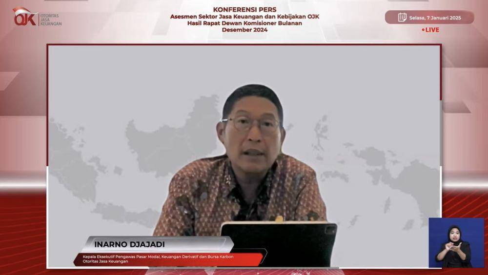 Kepala Eksekutif Pengawas Pasar Modal, Keuangan Derivatif, dan Bursa Karbon Otoritas Jasa Keuangan (OJK), Inarno Djajadi. (dok. YouTube OJK)