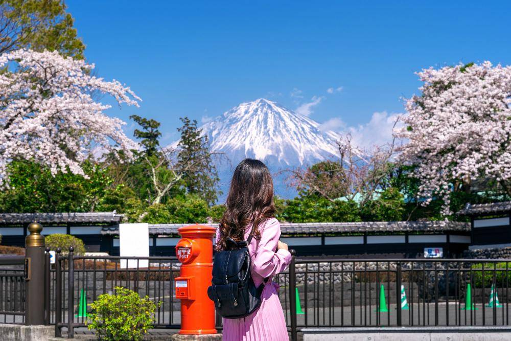 ilustrasi solo traveler wanita di Jepang