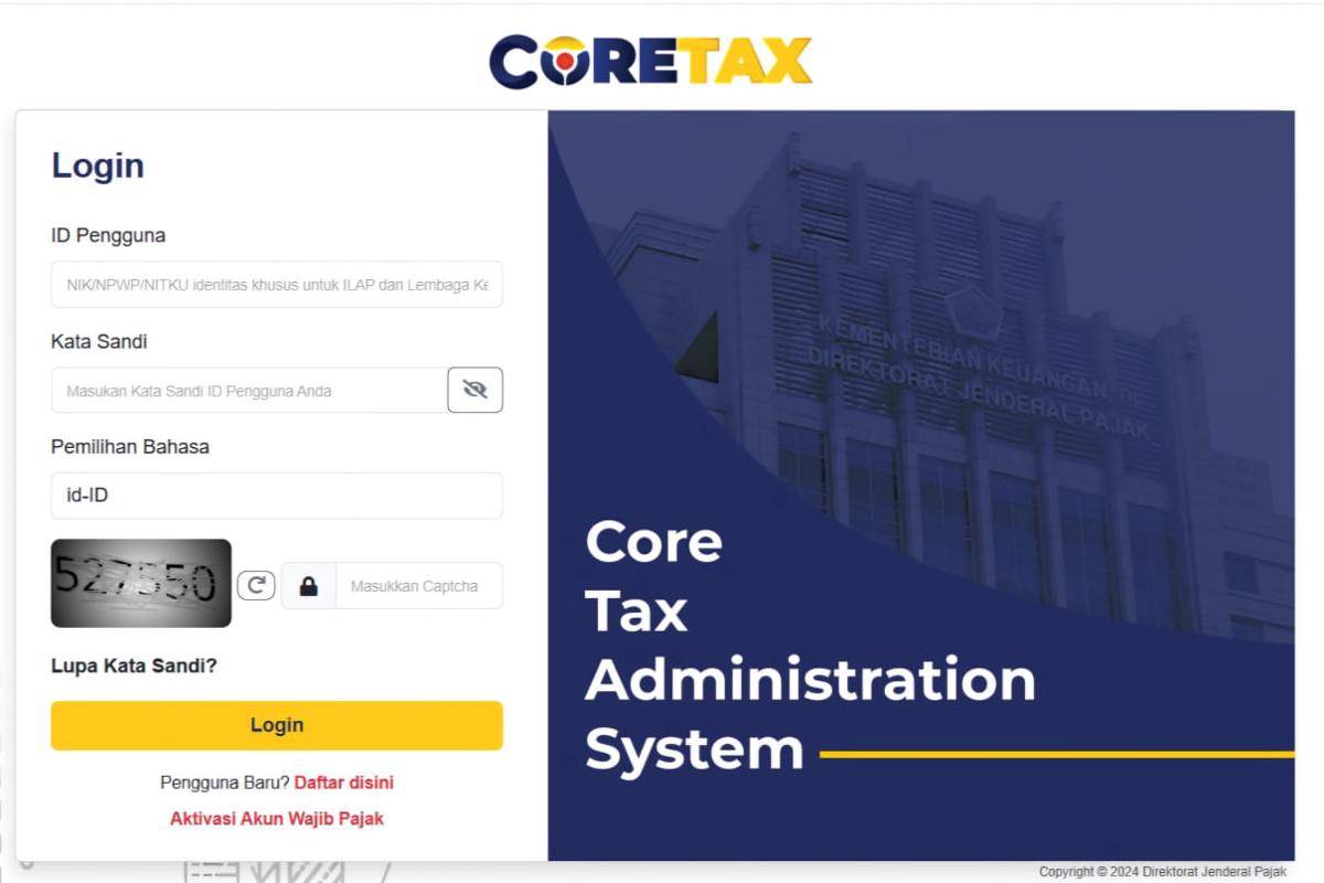 Tangkapan Layar Laman Coretax