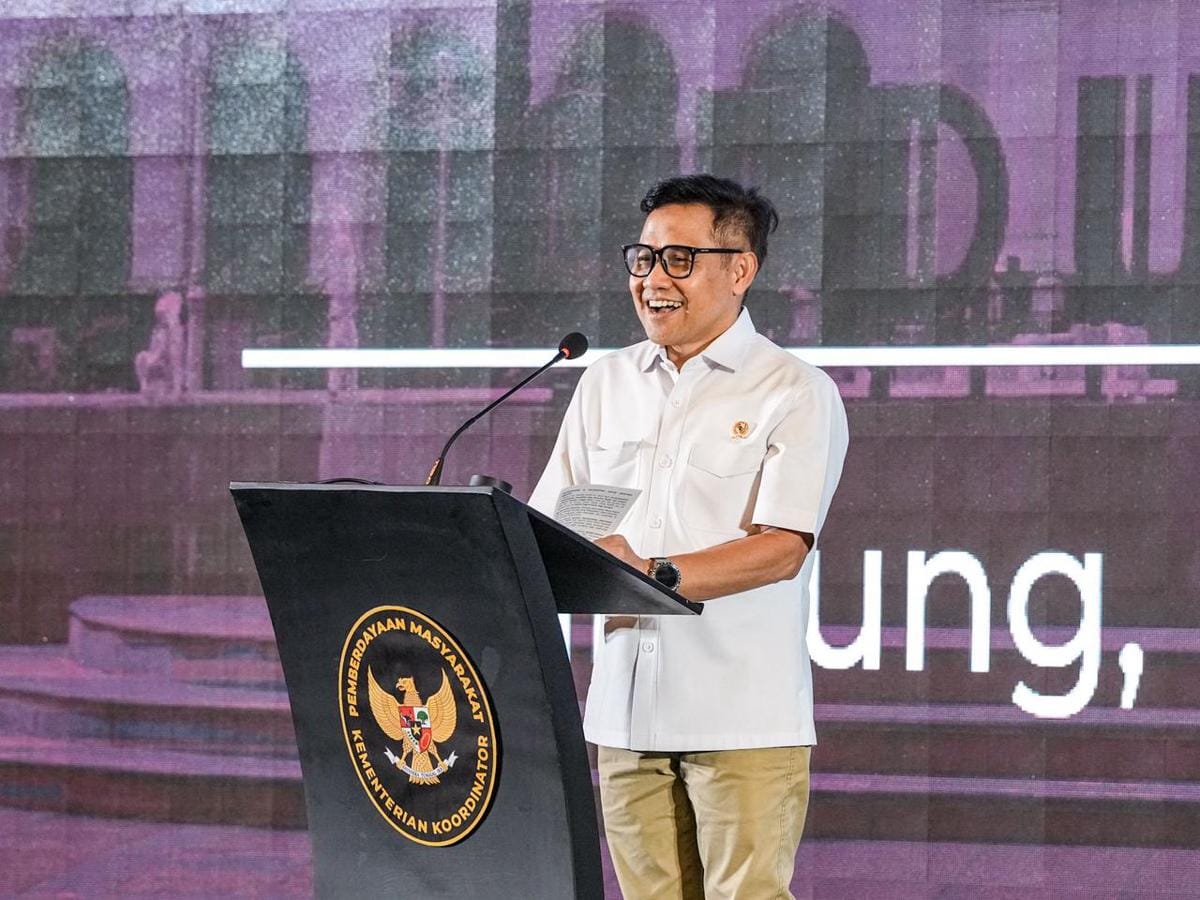 Menko PM Muhaimin Iskandar dalam workshop program Go Global di Bandung, Senin (1/12/2025)/ IDN Times Dini Suciatiningrum 