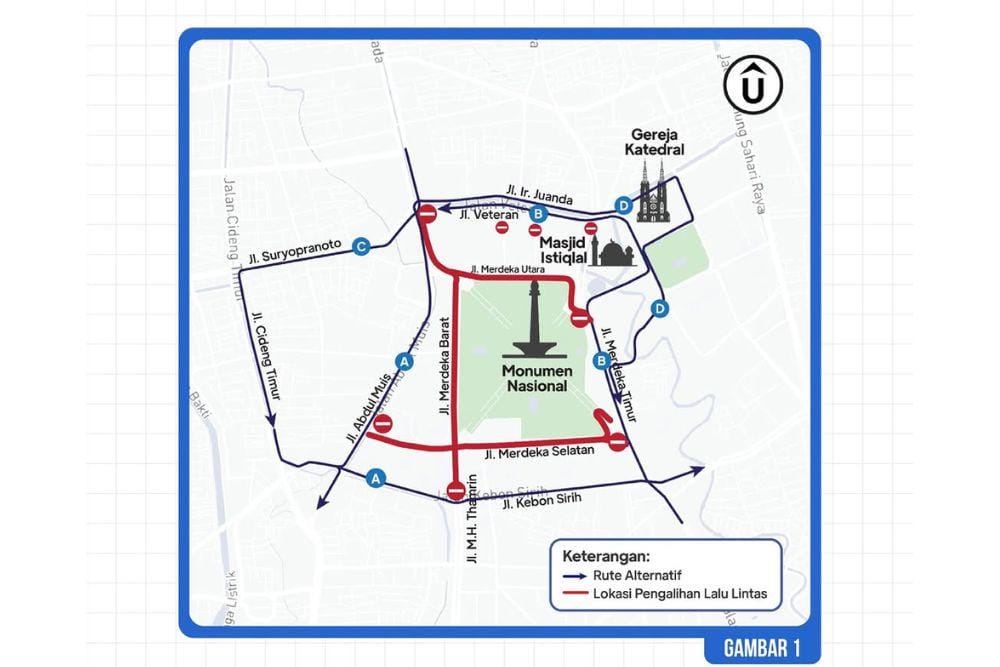 Peta rekayasa lalu lintas selama Reuni 212 2025