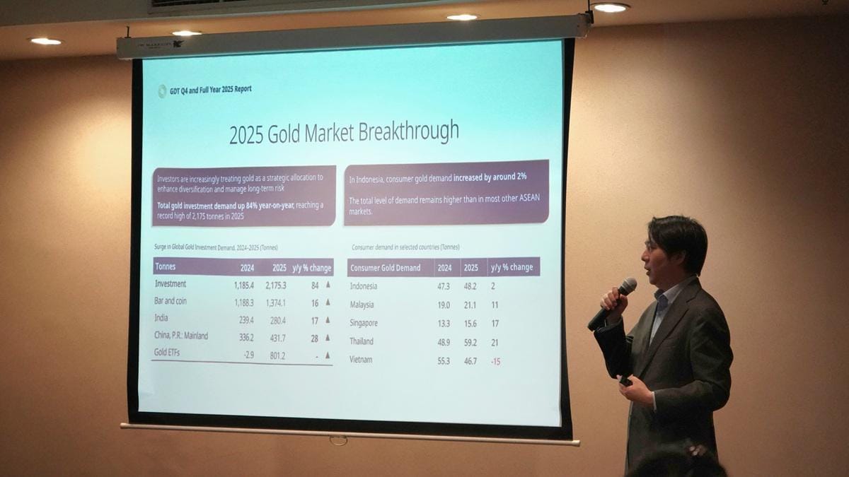 Shaokai Fan, Head of Asia-Pacific (ex-China) and Global Head of Central Banks dari World Gold Council (WGC) menjelaskan mengenai laporan Tren Permintaan Emas Kuartal Keempat dan Sepanjang Tahun 2025 dari WGC.JPG