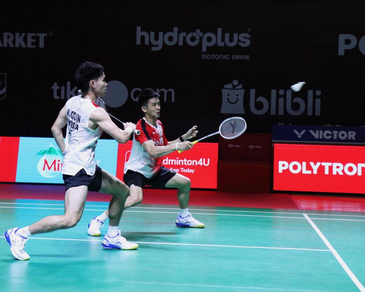 Raymond Indra/Nikolaus Joaquin di 16 Besar Indonesia Open 2026, Kamis (04/07/2026).