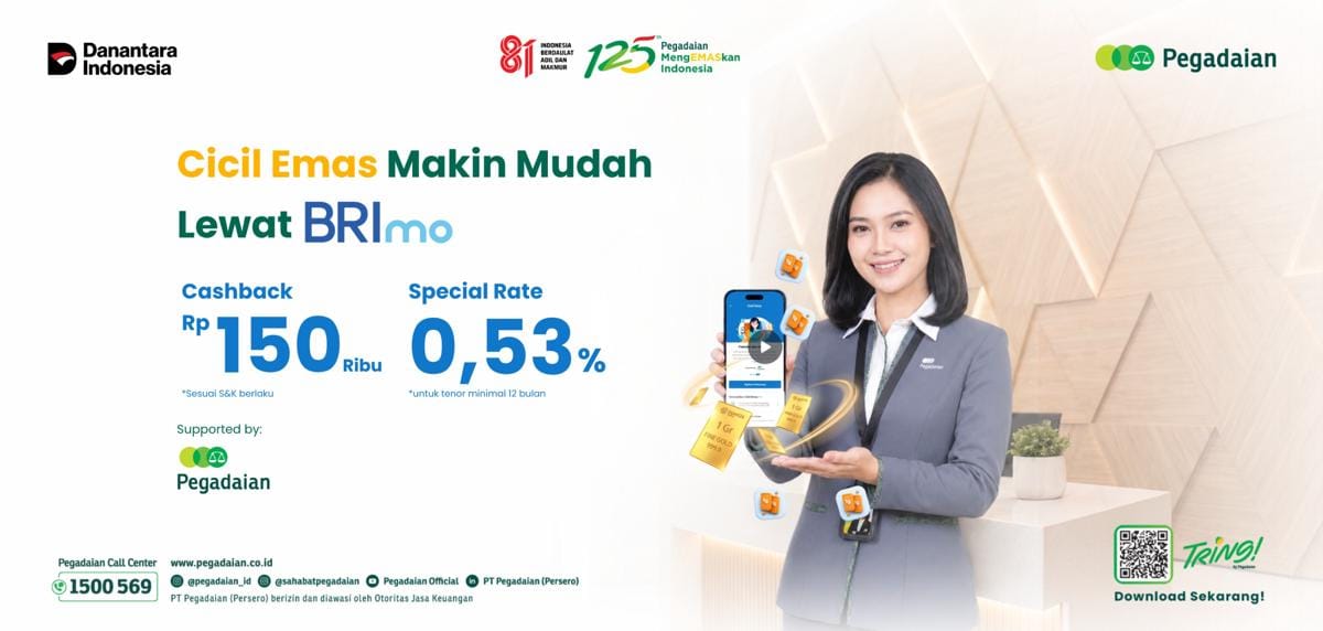 Pegadaian Hadirkan Program Khusus Cicil Emas Langsung di BRImo