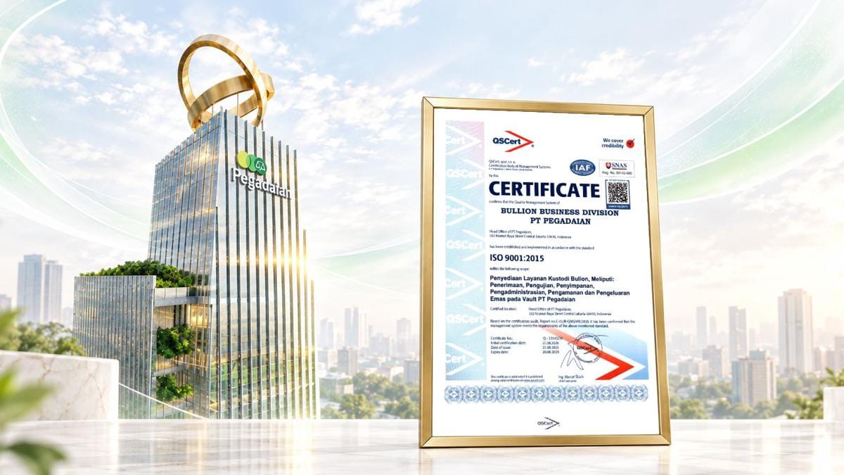 Pegadaian Raih Sertifikasi ISO 9001:2015 untuk Layanan Kustodi Emas